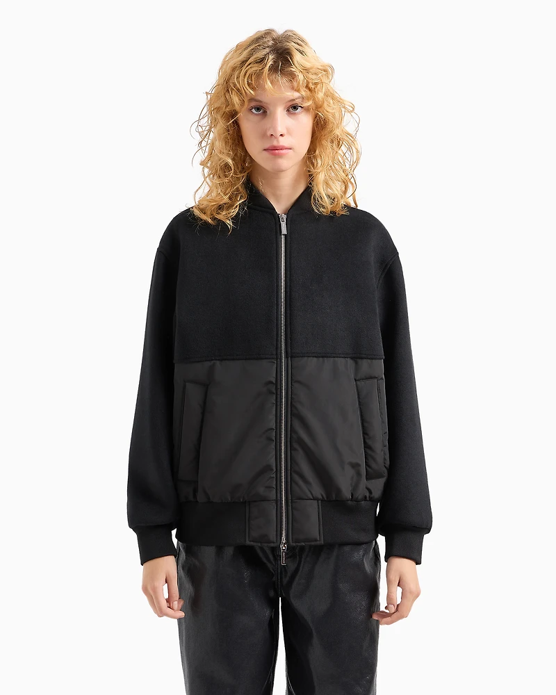 Bomber jacket with zip cloth and technical fabric
