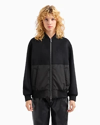 Bomber jacket with zip cloth and technical fabric
