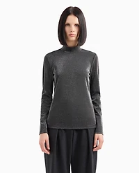 High neck sweater shiny double jersey