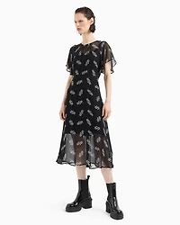 ASV Monogram Asymmetric Chiffon Dress