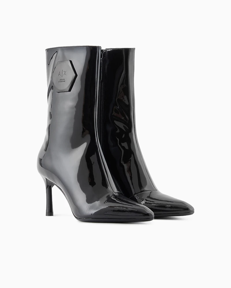 Patent leather ankle boots with heel