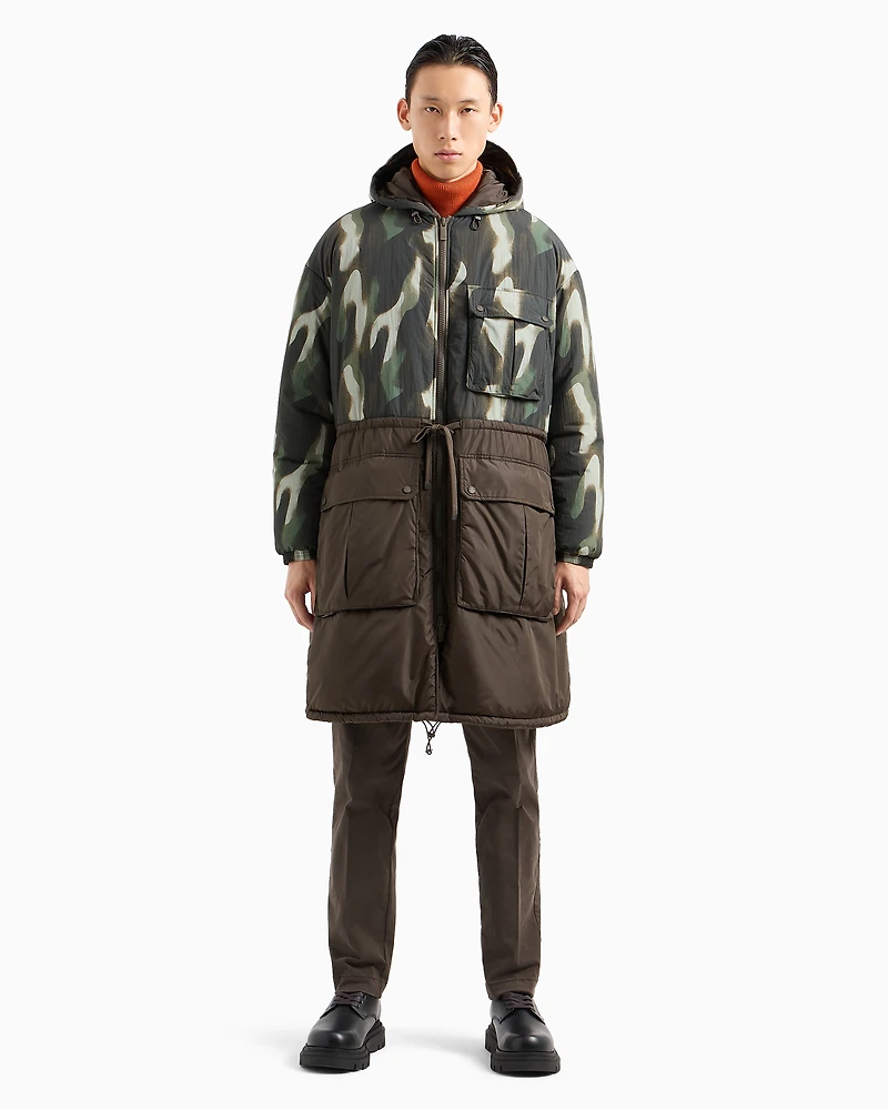 Crinkle Camou Nylon Hooded Parka