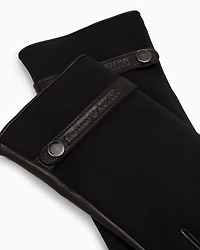 Emporio Armani - Nylon and lambskin nappa leather gloves, Man, Black, Size: