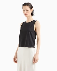 Top with back flamed monogram fabric