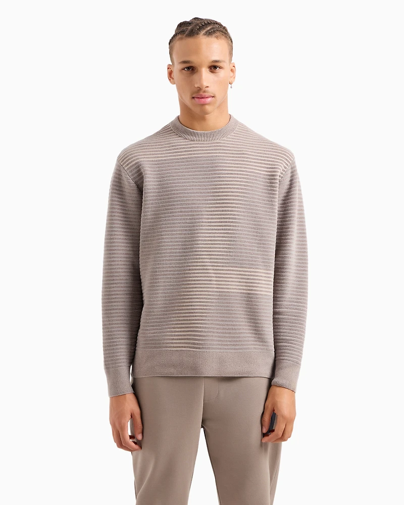 A Line Logo Striped Crewneck Sweater