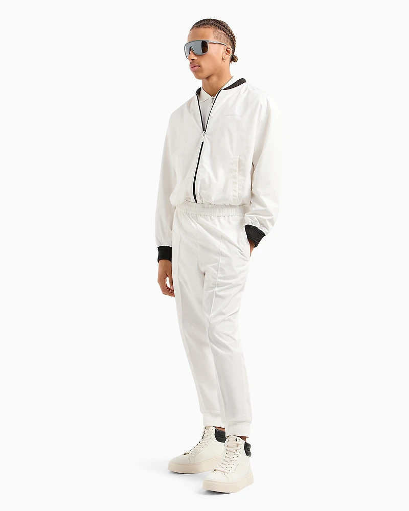 Regular fit cotton zip polo with logo bands