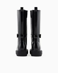 High-top boots with logo strap