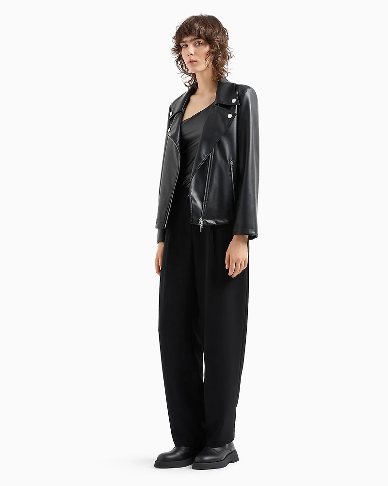 Faux leather jacket with side zip