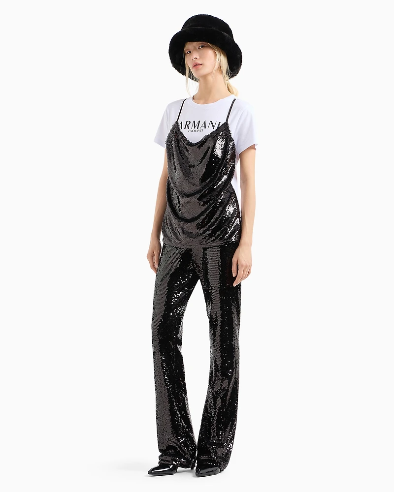 T-shirt with sequin top on the front