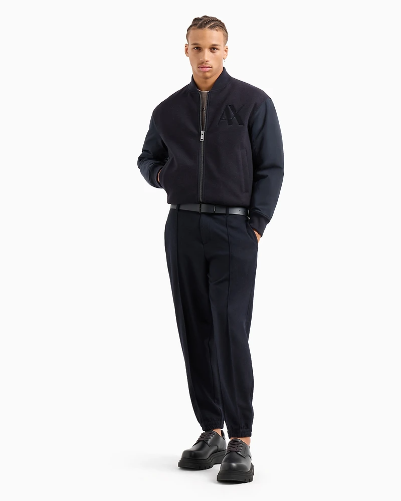 Wool Blend Pleated Trousers