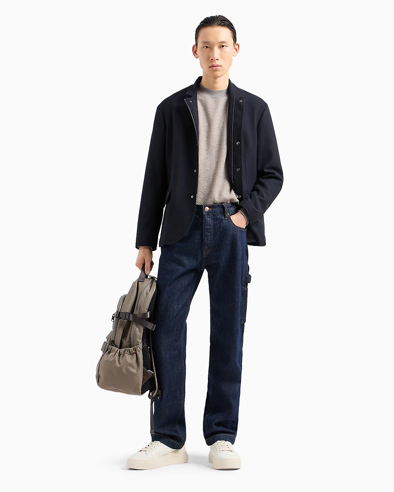 Single-breasted jacket with buttons and zip