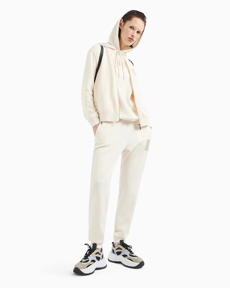 Zip-up hoodie with monogram logo patch