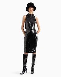 High neck sequin top