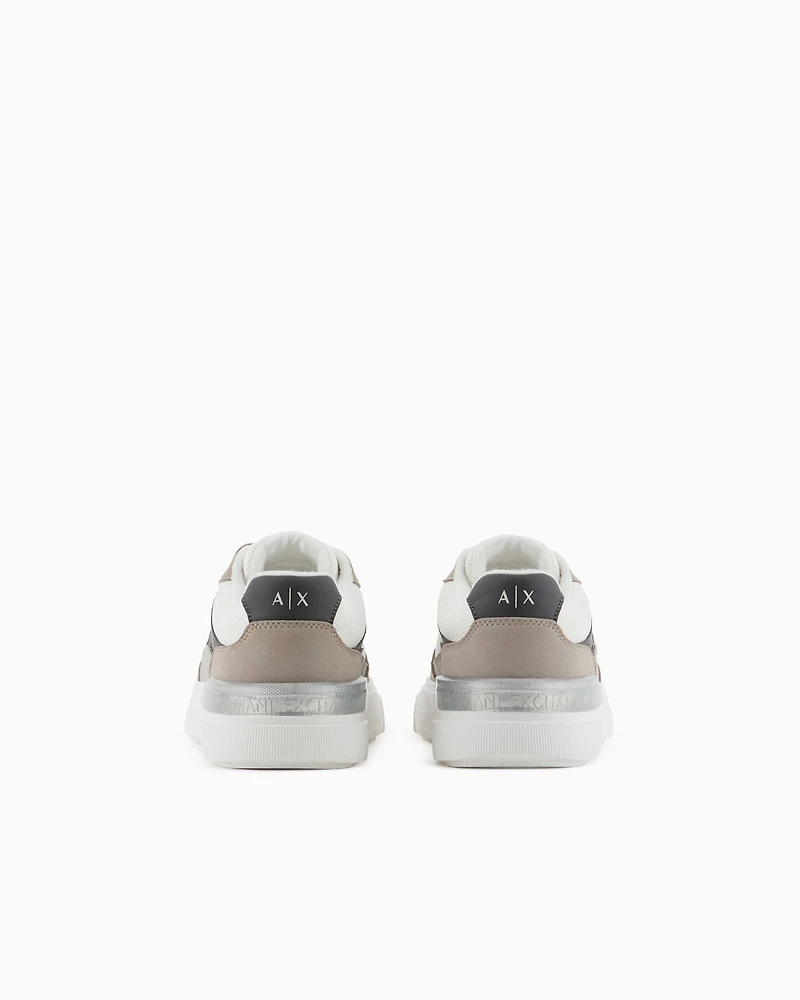 Sneakers with laces combined material