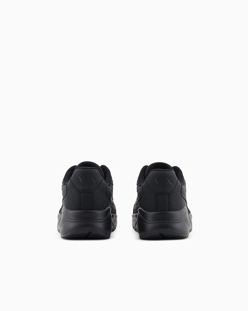 Sneakers eco-leather with optical effect grooves