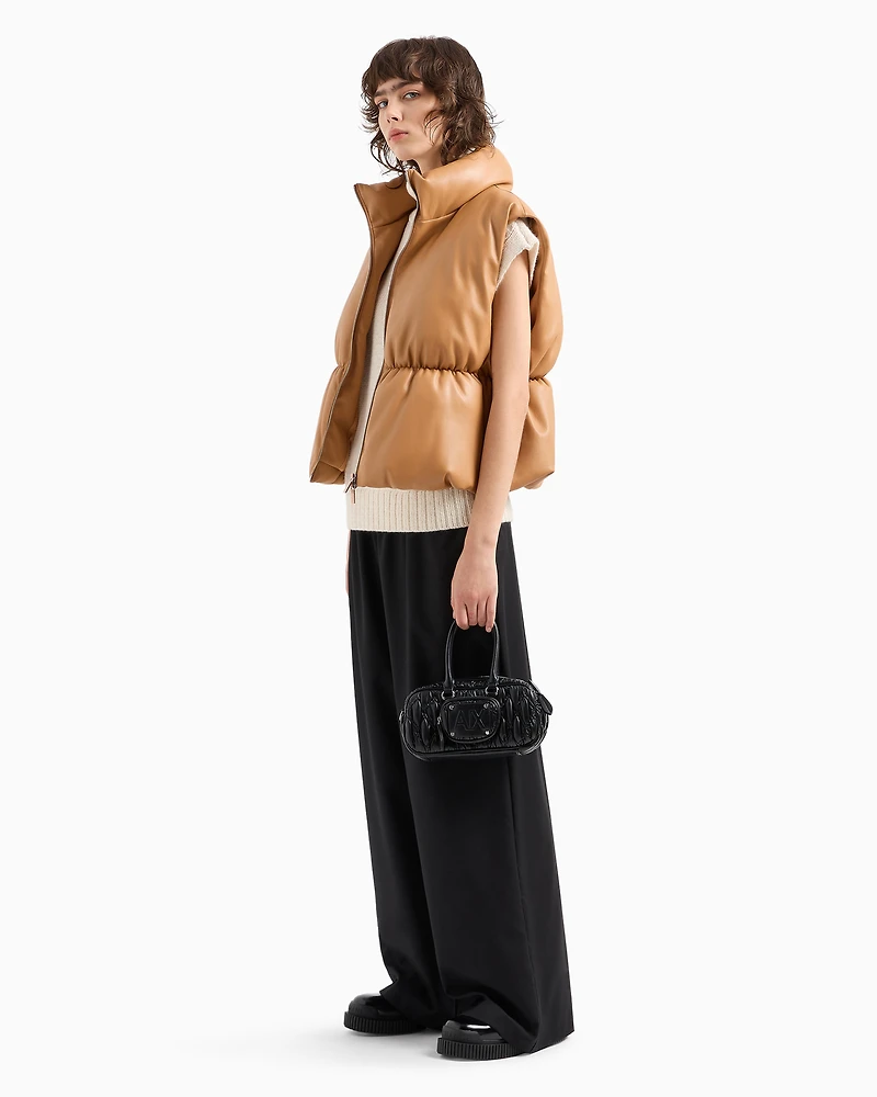 High neck vest with ribbed details