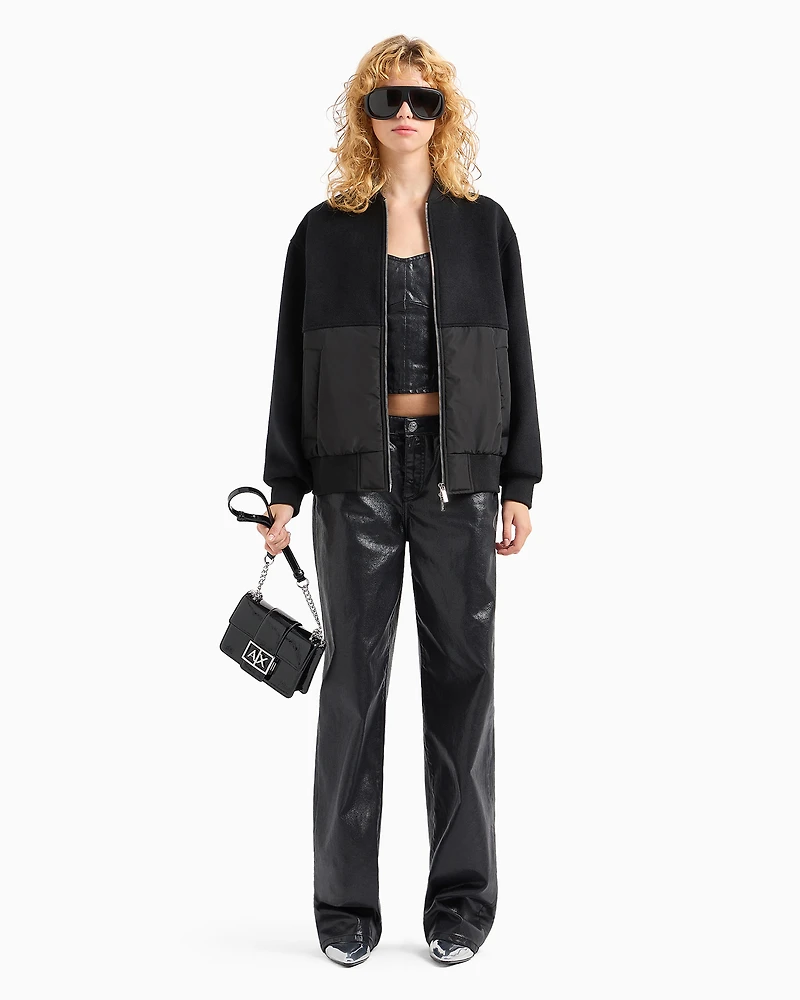 Bomber jacket with zip cloth and technical fabric