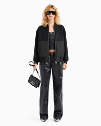 Bomber jacket with zip cloth and technical fabric