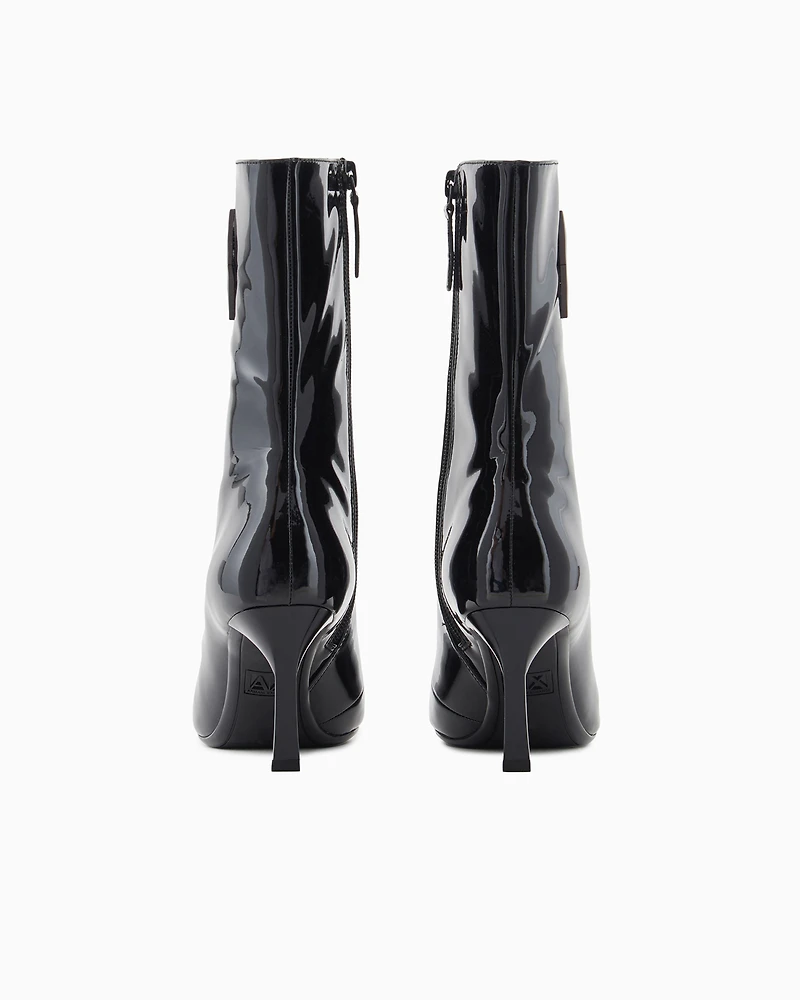 Patent leather ankle boots with heel