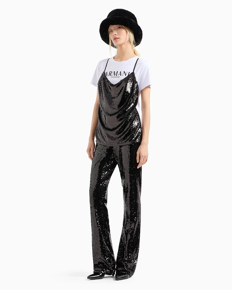 Flared trousers with sequins