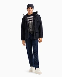Caban with four pockets and cloth hood