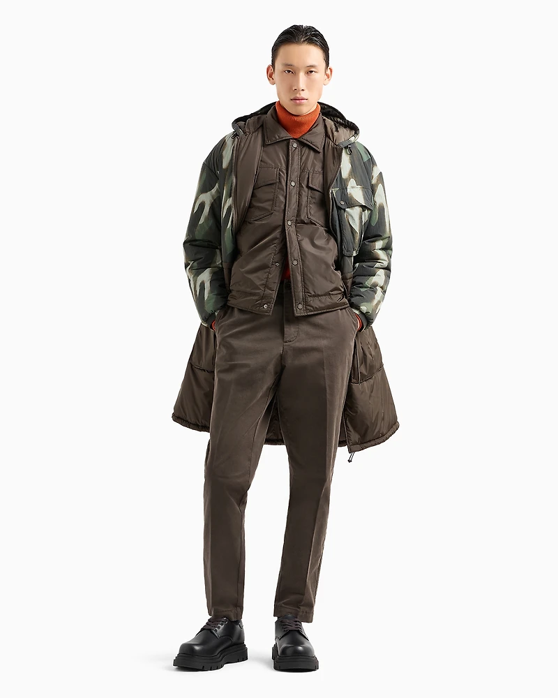 Crinkle Camou Nylon Hooded Parka