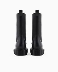 Combat boots with embossed logo