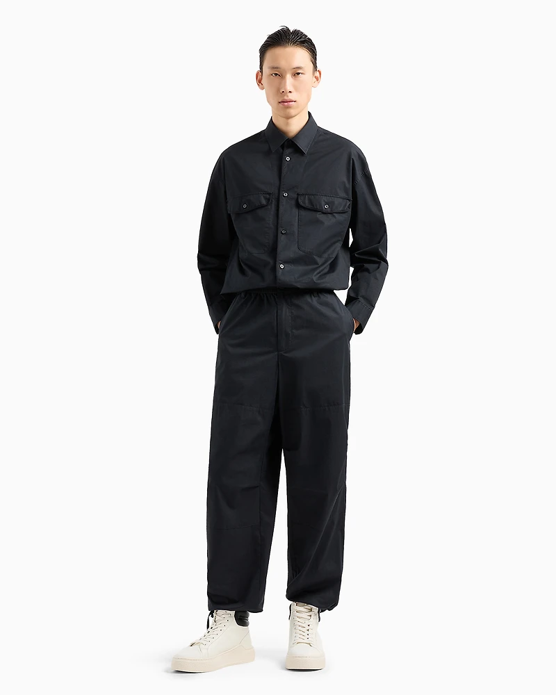 Loose fit cotton twill shirt with pockets