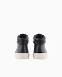 Leather sneakers with contrasting profile
