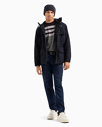 Irregular striped crew neck sweater