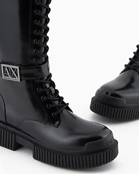 High-top boots with logo strap