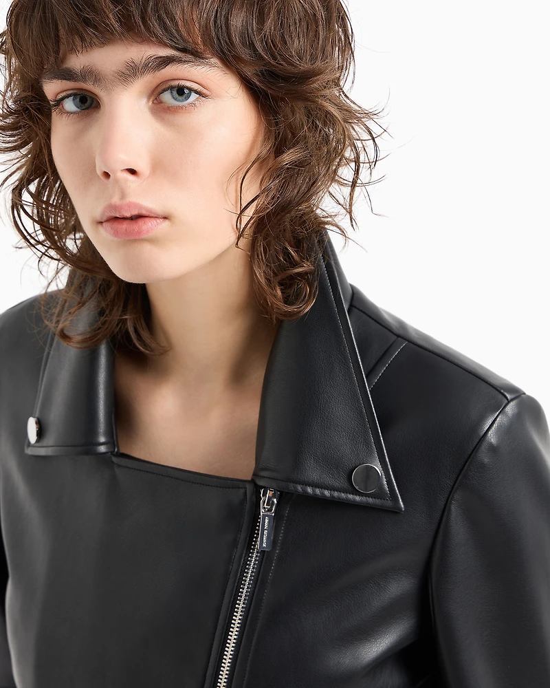 Faux leather jacket with side zip