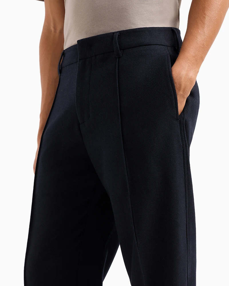 Wool Blend Pleated Trousers