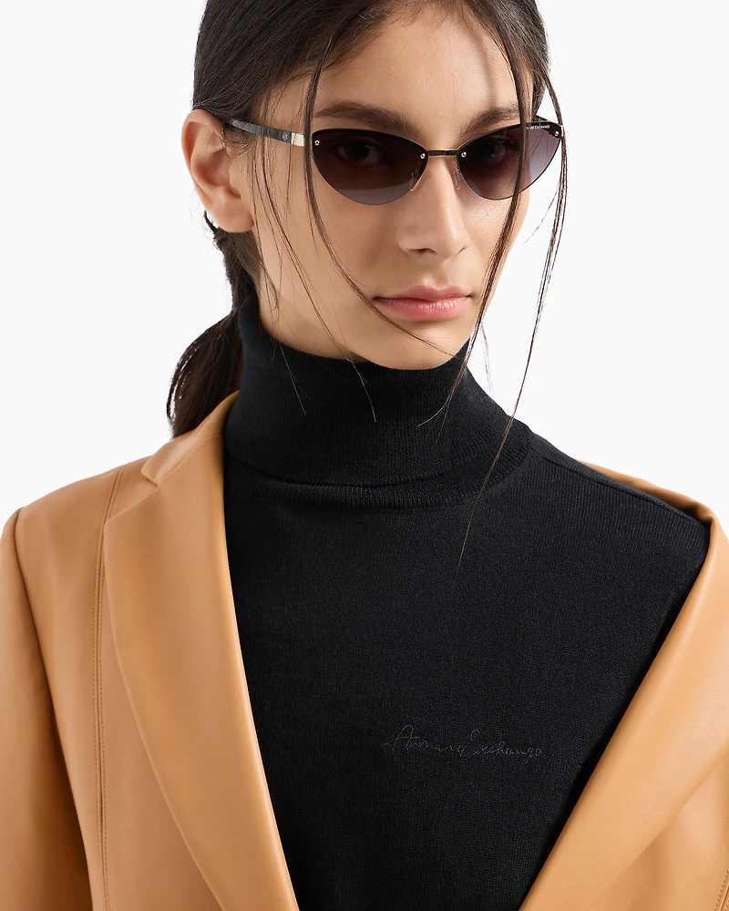 Turtleneck sweater with embroidered logo