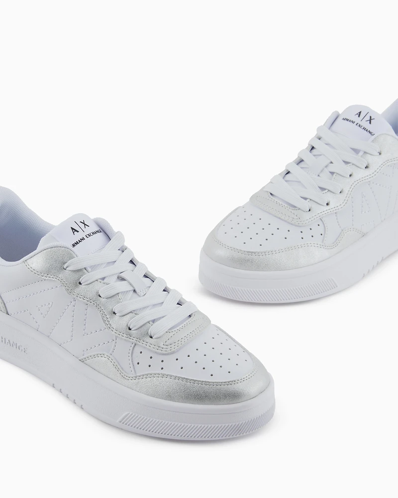Sneakers with metallic inserts