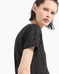 Regular fit T-shirt flamed fabric with allover monogram