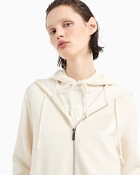 Zip-up hoodie with monogram logo patch