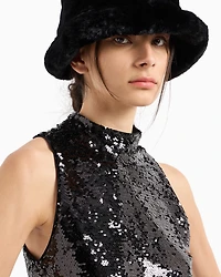 High neck sequin top