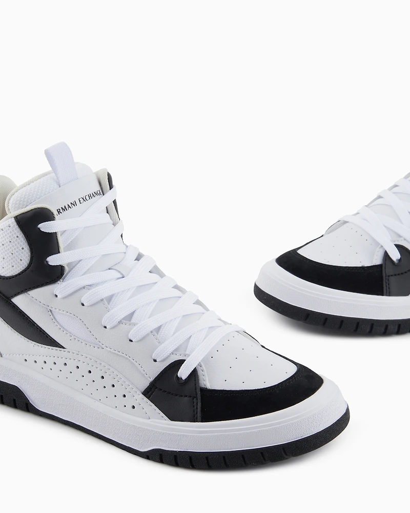 High sneakers with contrasting color inserts