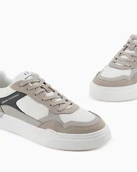 Sneakers with laces combined material