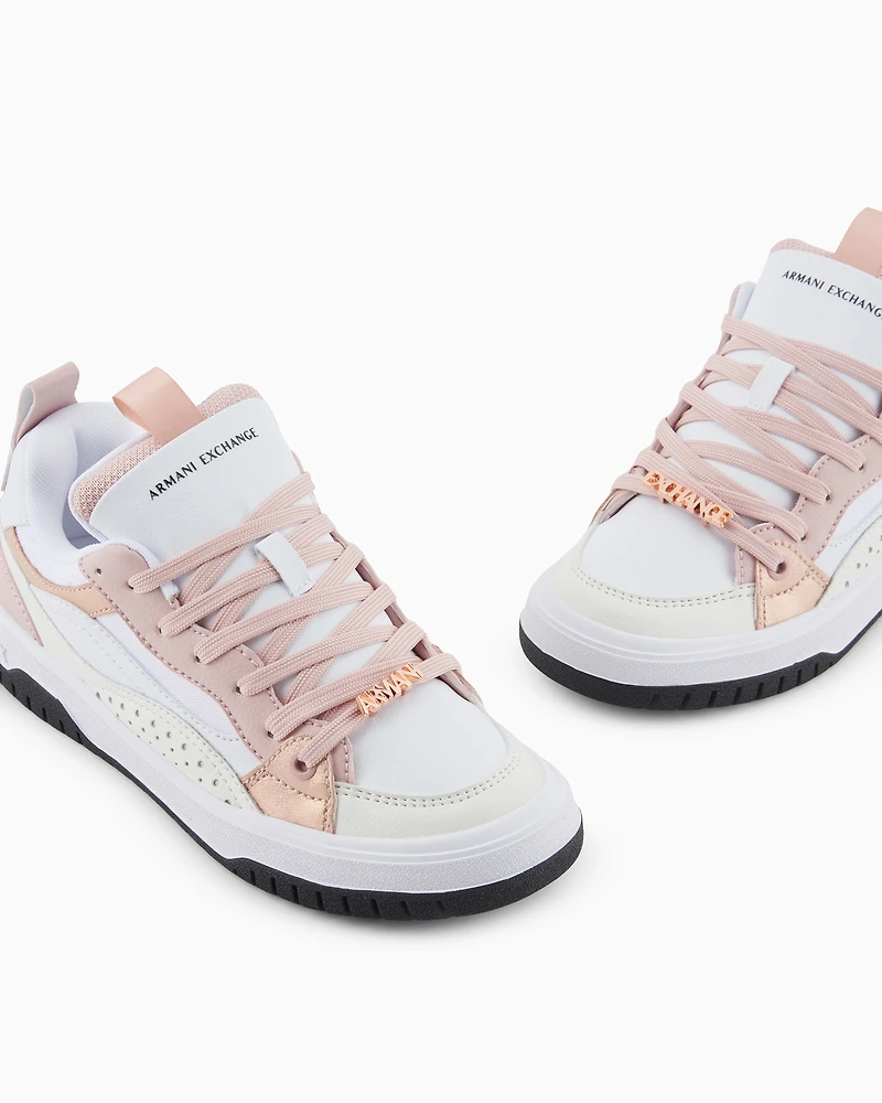 Sneakers with metal details and logo