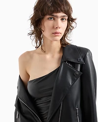 One-shoulder top coated fabric