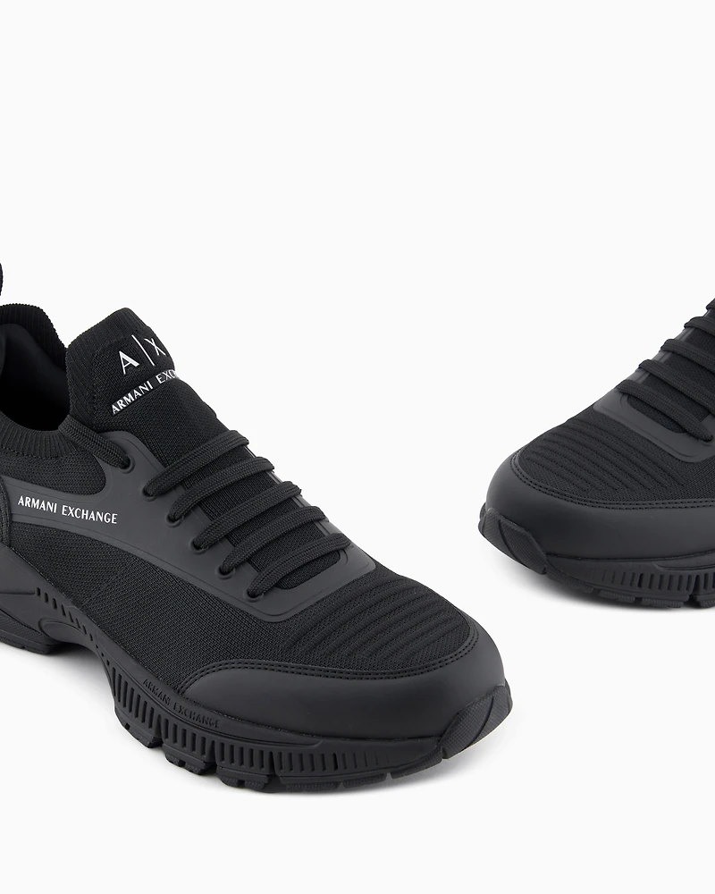 Fabric and mesh sneakers with logo