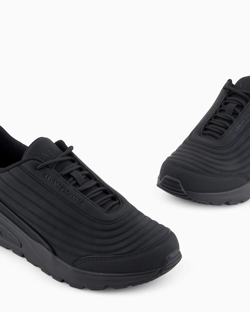 Sneakers eco-leather with optical effect grooves