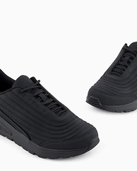 Sneakers eco-leather with optical effect grooves