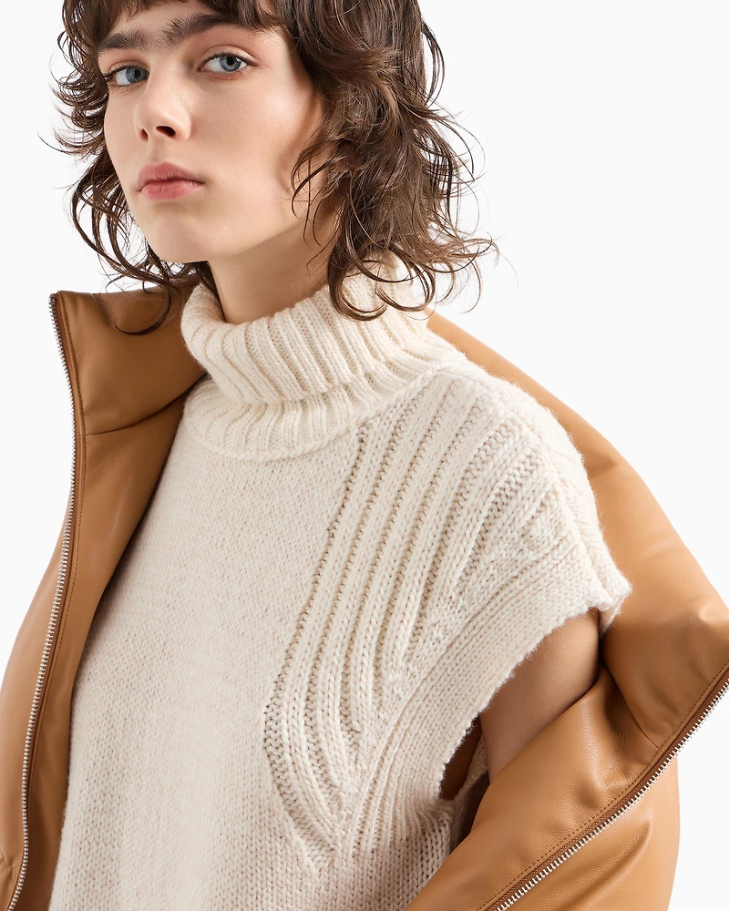 High neck vest with ribbed details