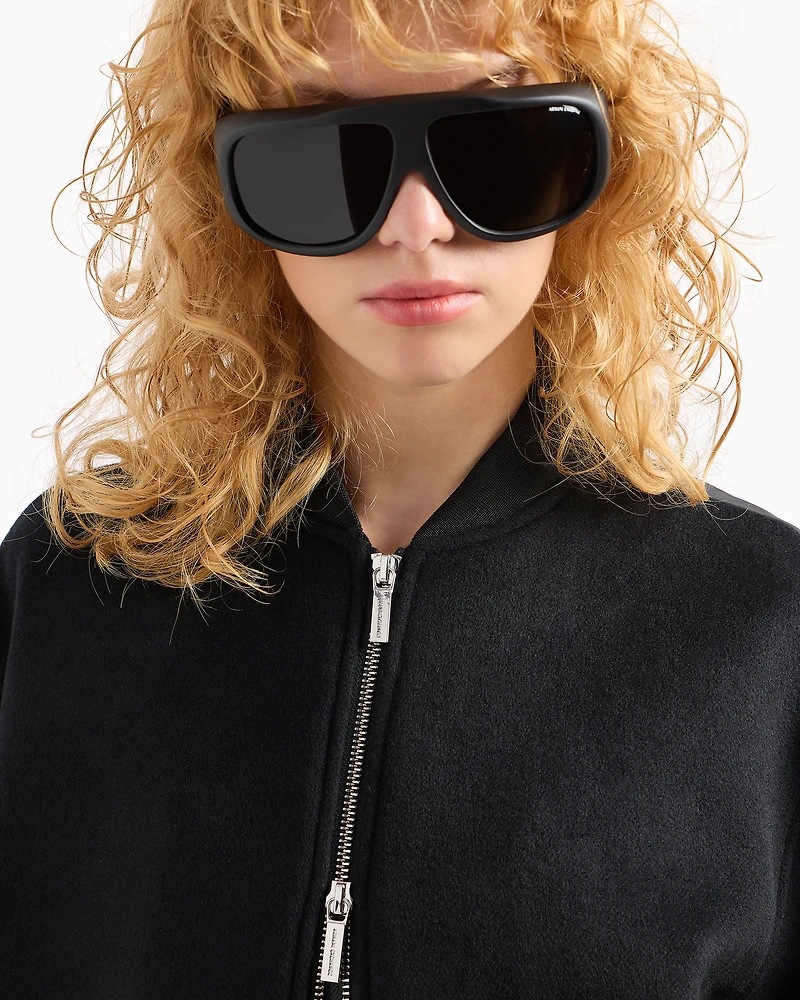 Bomber jacket with zip cloth and technical fabric