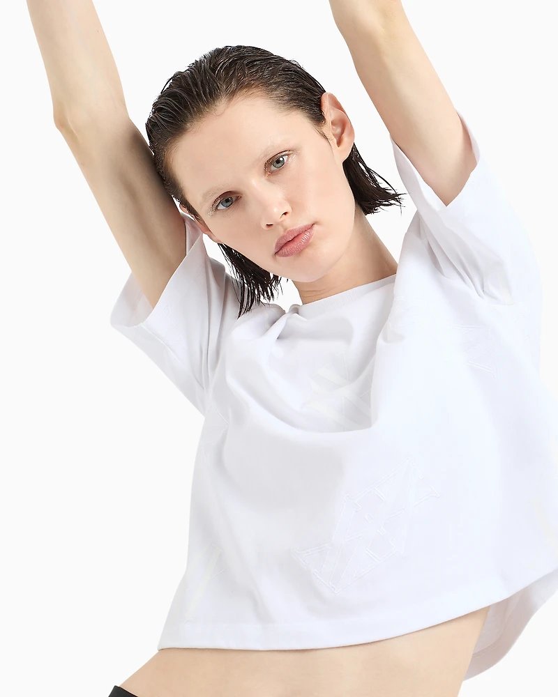 Cropped T-shirt with monogram logo ASV cotton