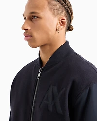 Cloth college jacket with contrasting sleeves