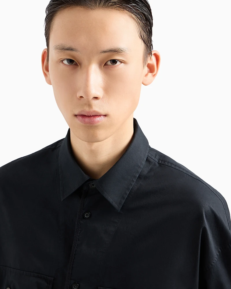 Loose fit cotton twill shirt with pockets